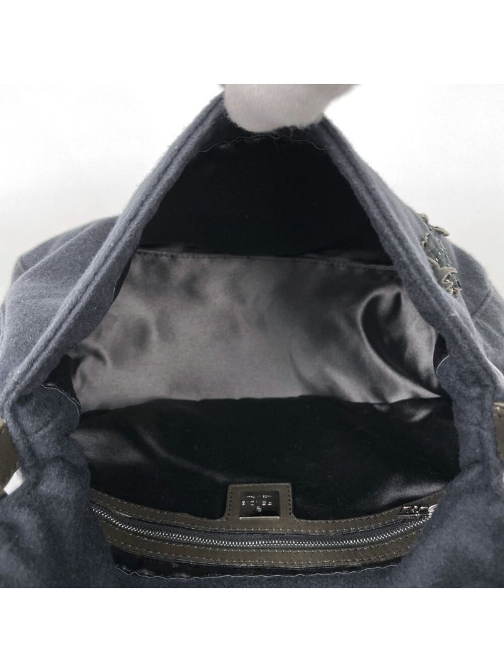 Fendi Zucca Logo Shoulder Bag Mamma Baguette Fabric Black - Picture 13 of 13